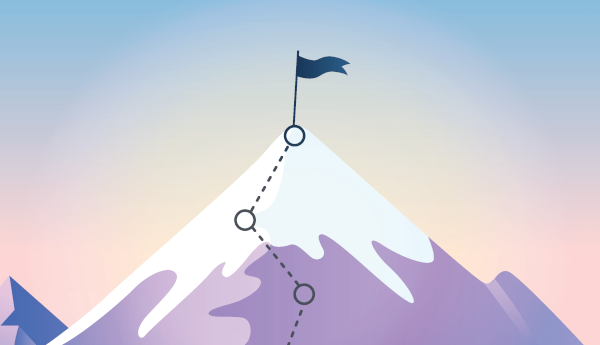 Mountain with a flag on top